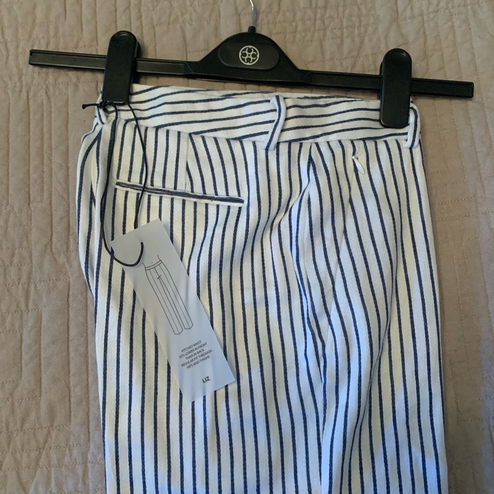 Carlisle White Linen Striped Pants Trousers, known for quality & workmanship.